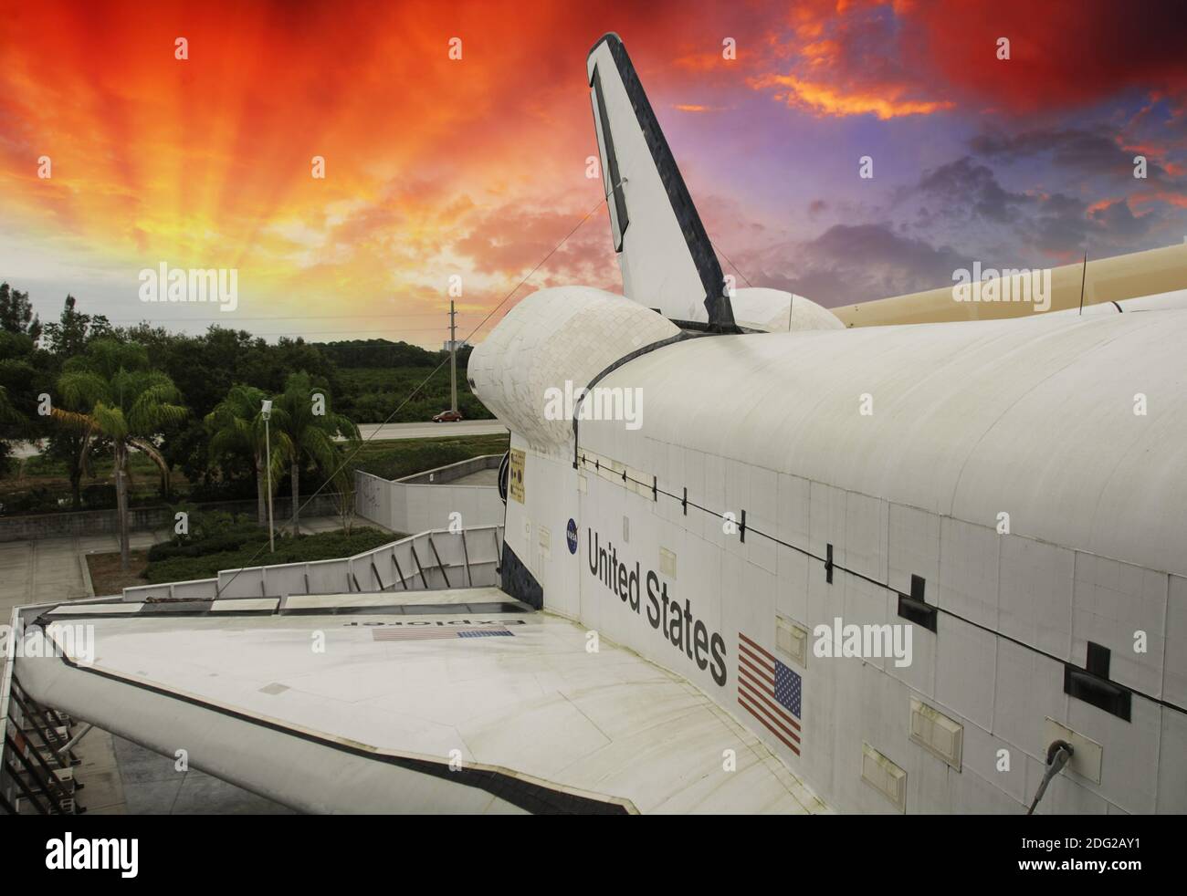 Colori cielo su Space Shuttle Foto Stock