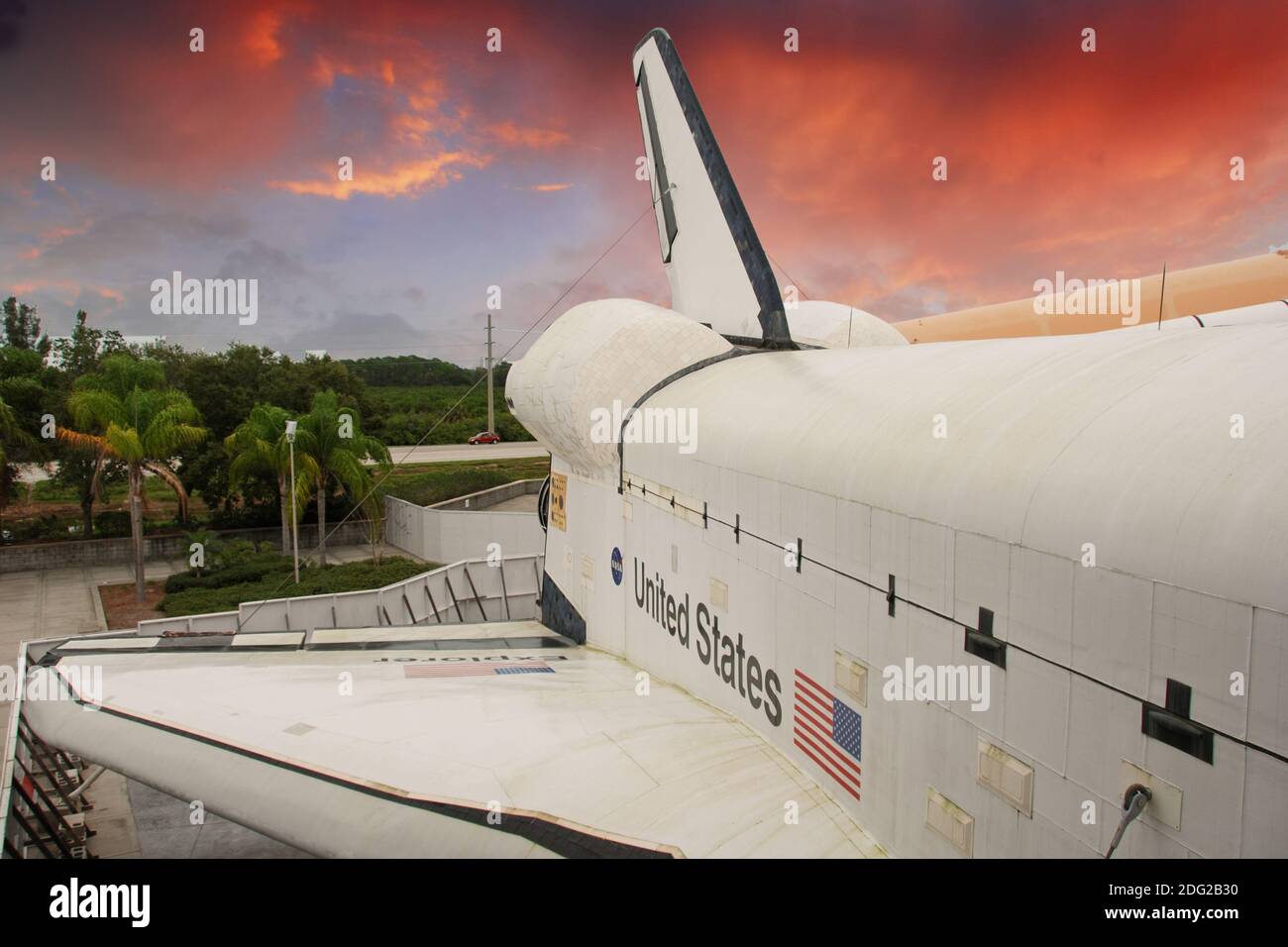 Colori cielo su Space Shuttle Foto Stock