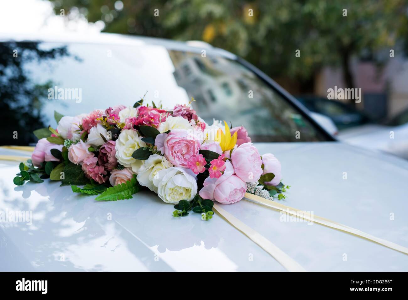 Fiocco Matrimonio Auto Set Di Decorazioni Per Auto Da Matrimonio Con Nastro Di Rosa Ventagli Matrimonio