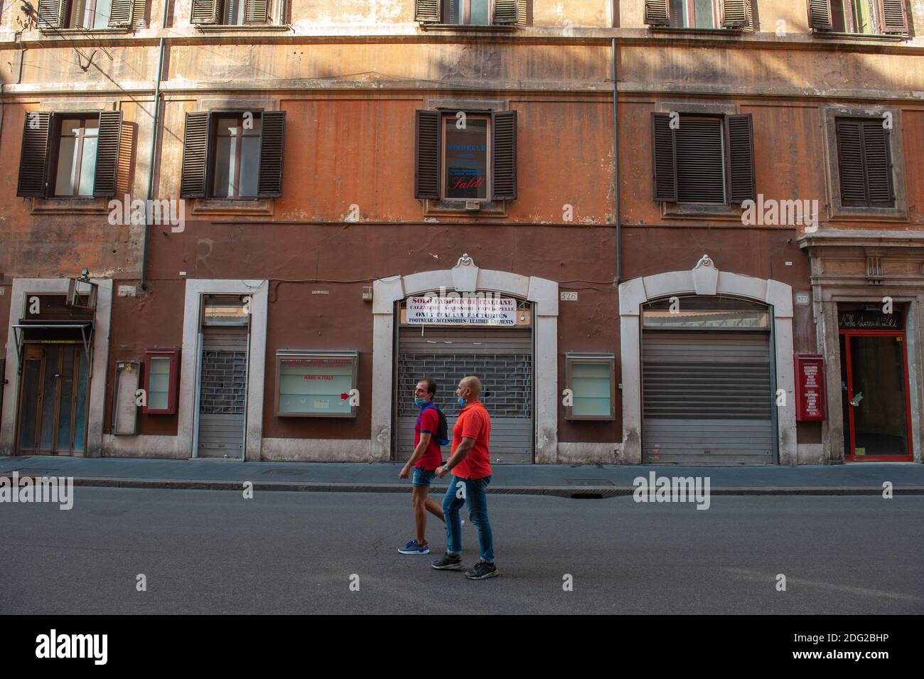 Roma, Italia: Centro storico al tempo di Corona Virus.Via del corso. Foto Stock