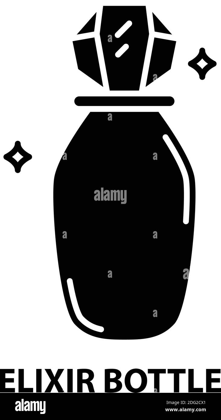 icona bottiglia elixir, segno vettoriale nero con tratti modificabili, illustrazione del concetto Illustrazione Vettoriale