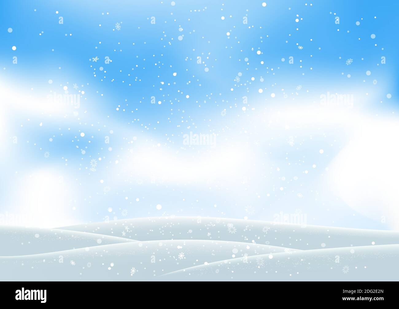 Natale nevicata e neve drift su cielo blu Illustrazione Vettoriale