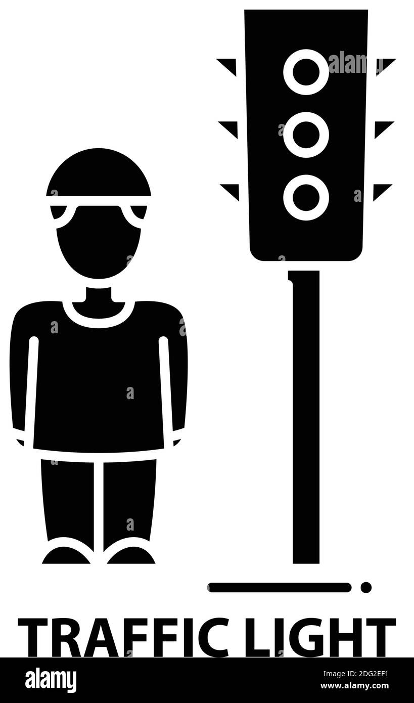 icona del simbolo del semaforo, segno vettoriale nero con tratti modificabili, illustrazione del concetto Illustrazione Vettoriale