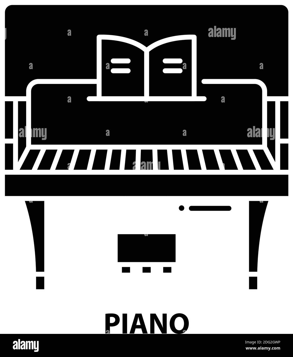 icona piano, segno vettoriale nero con tratti modificabili, illustrazione del concetto Illustrazione Vettoriale
