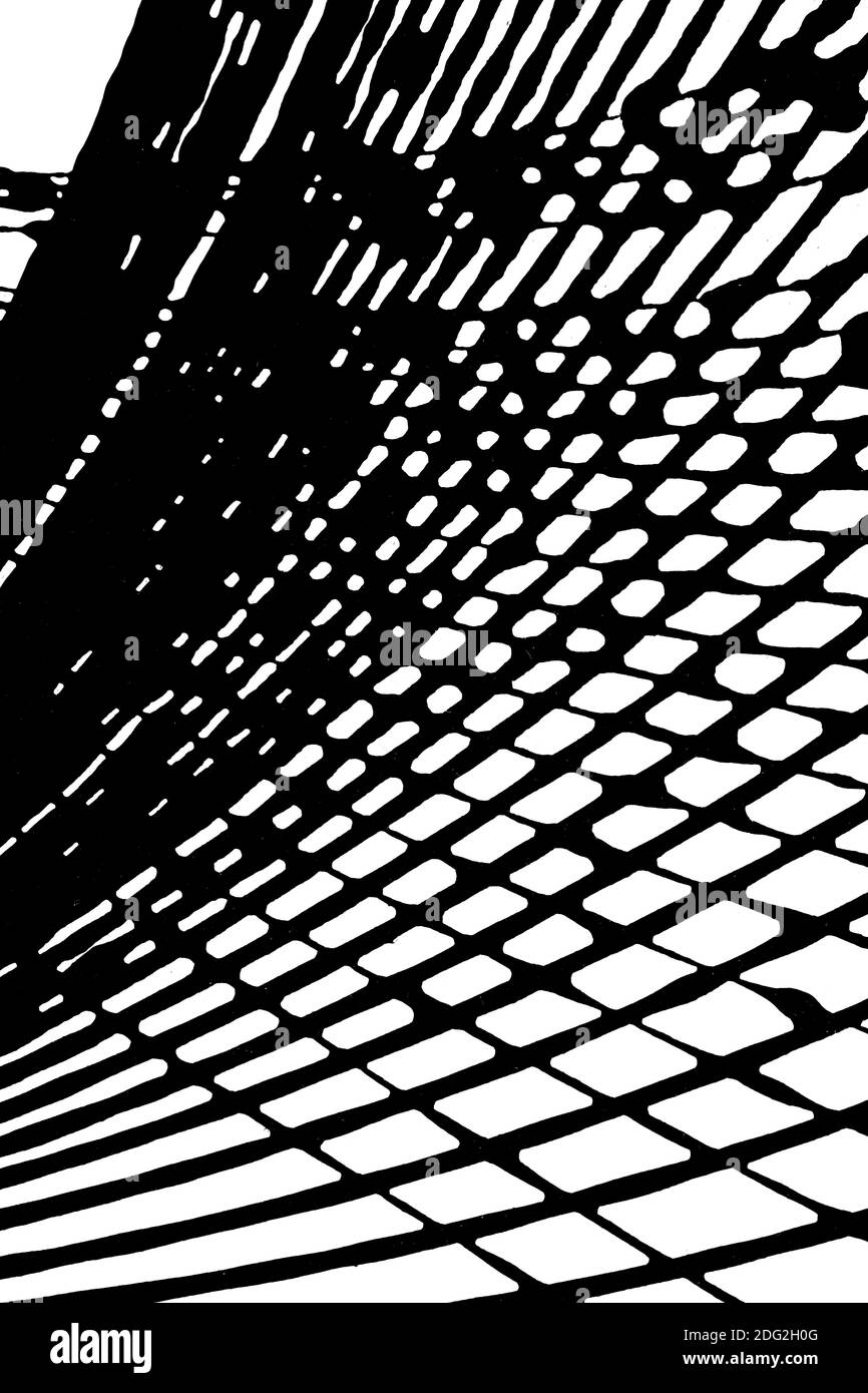 Oscillazione pendolo - Abstract sfondo geometrico. Immagine raster in bianco e nero Foto Stock