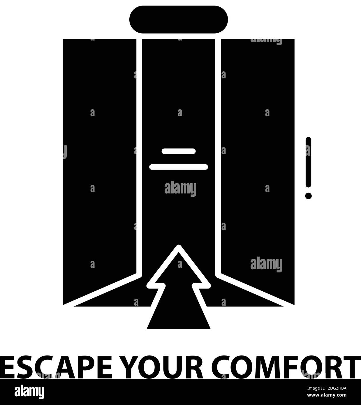 escape your comfort icona, segno vettoriale nero con tratti modificabili, concetto di illustrazione Illustrazione Vettoriale