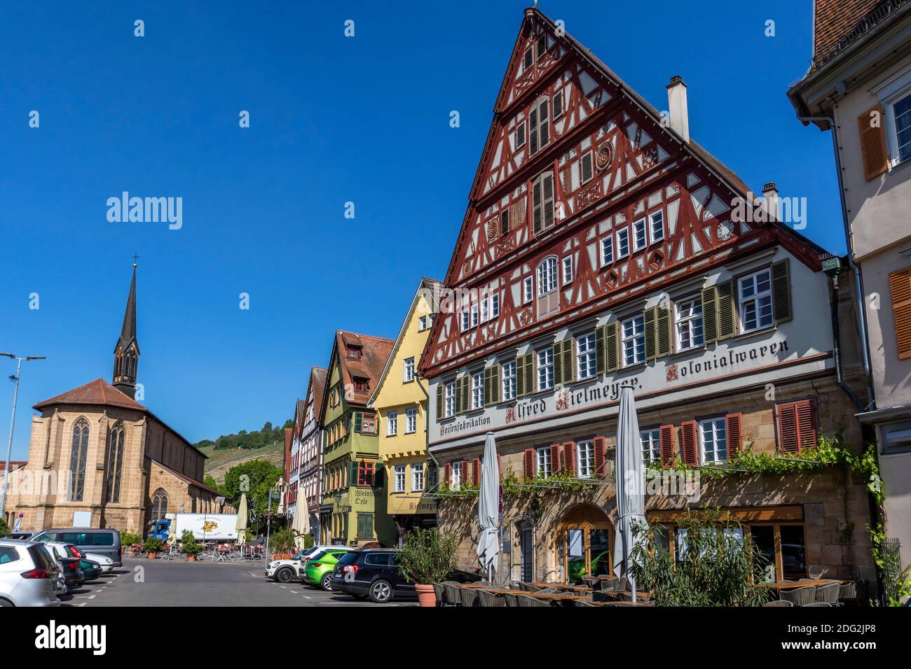 Esslingen am Neckar, Stadtkirche, Marktplatz, Münster St. Paul, Kielmeyerhaus Foto Stock