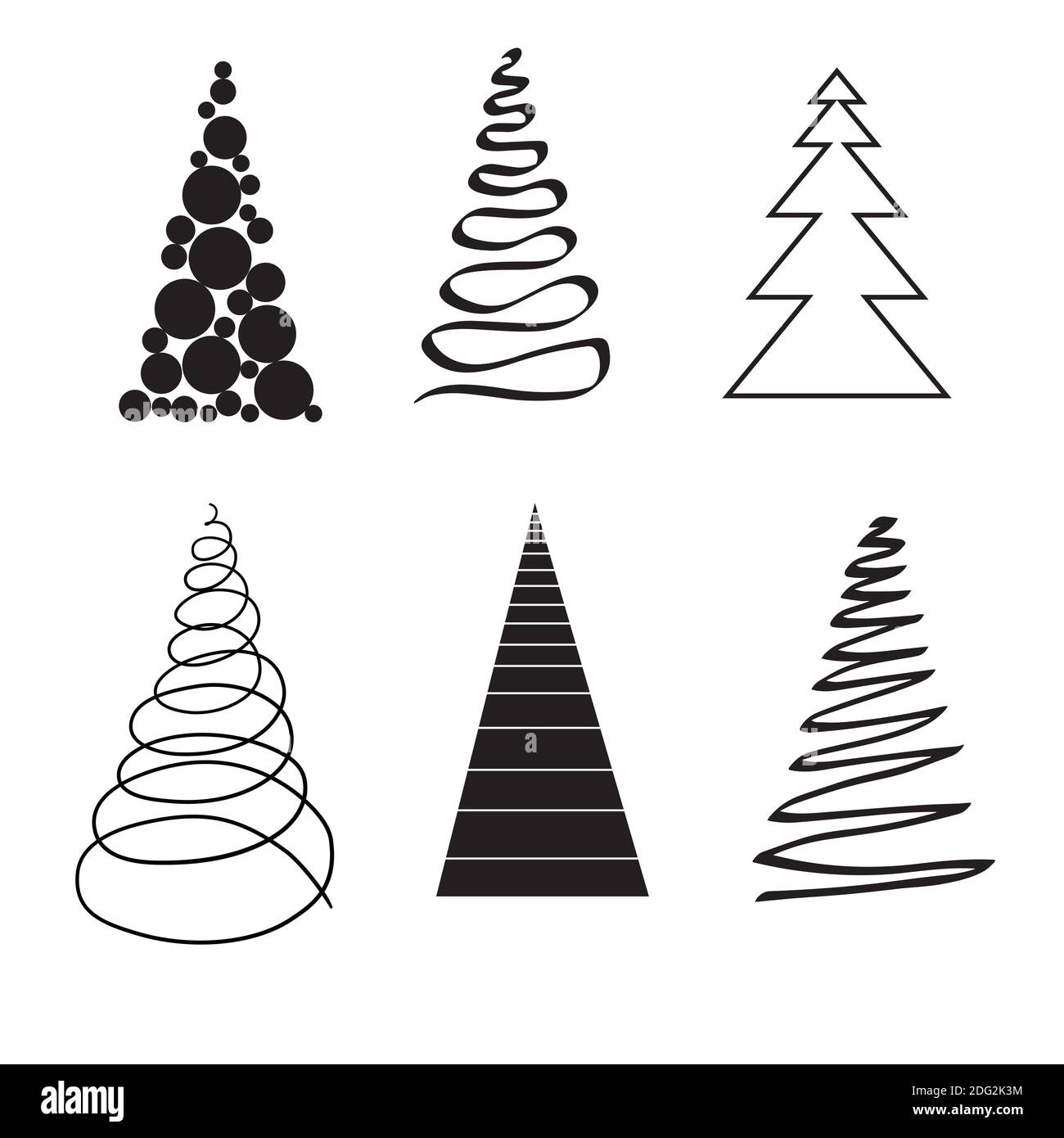 Set alberi di Natale, stilizzati, isolati su sfondo bianco, simboli delle  feste invernali. Vettore Immagine e Vettoriale - Alamy