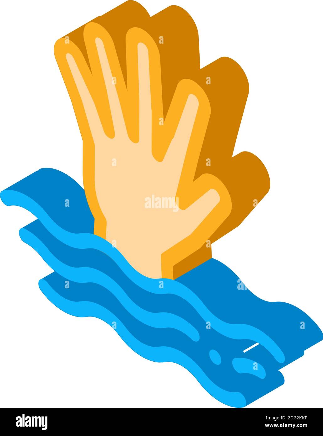 salvataggio dell'immagine vettoriale dell'icona isometrica dell'operatore che si annegava Illustrazione Vettoriale