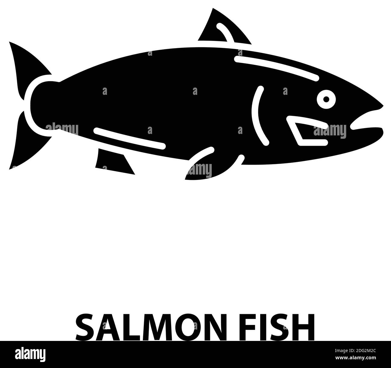 icona del pesce salmone, segno vettoriale nero con tratti modificabili, illustrazione del concetto Illustrazione Vettoriale