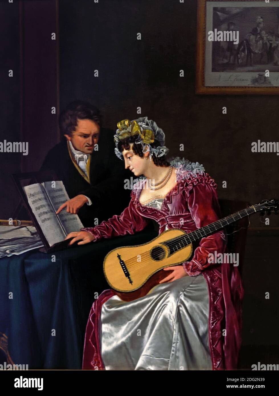 La lezione di musica 1825 Jan Lodewijk Jonxis 1789-1866 olandese, Olanda, Foto Stock