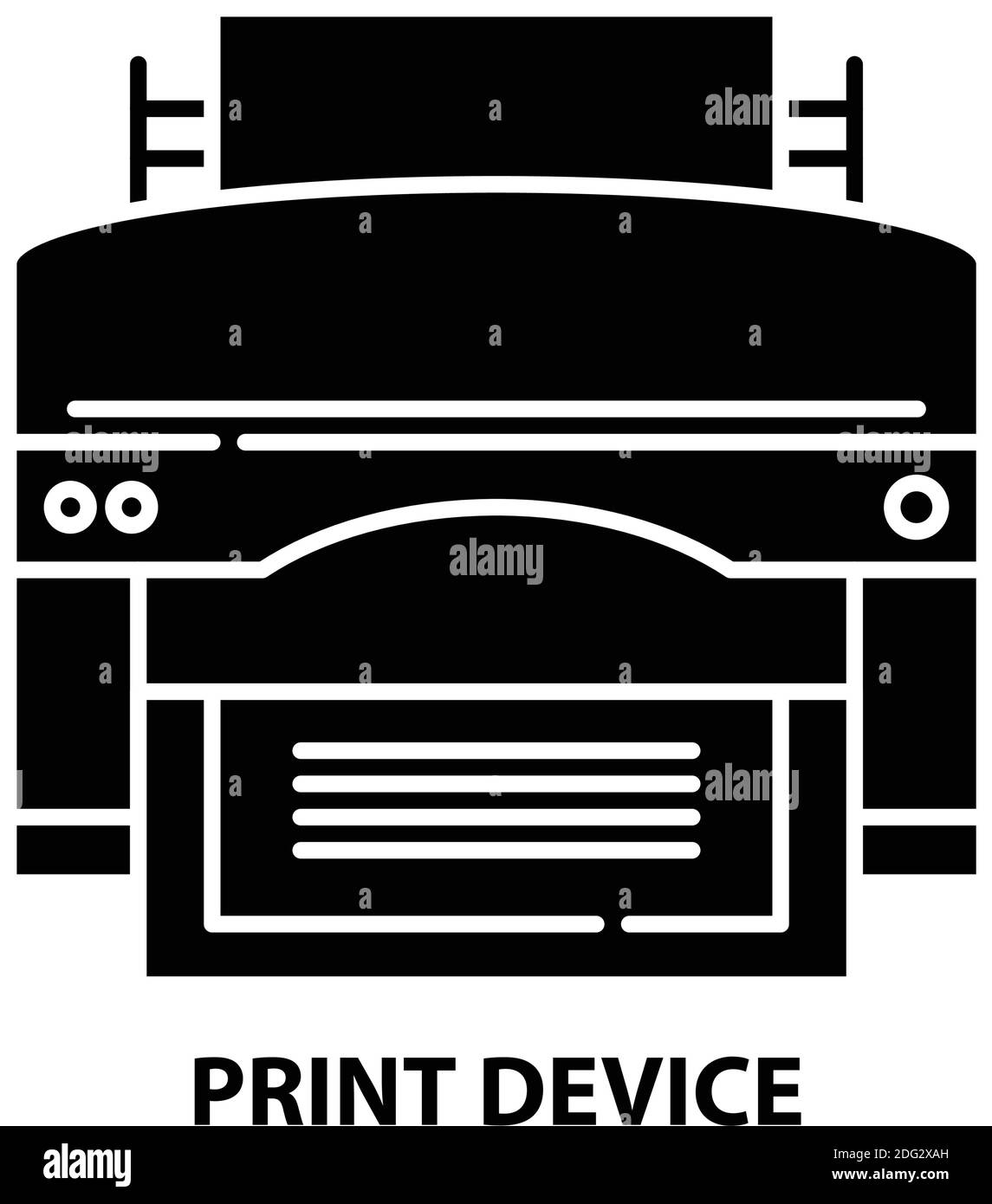 icona della periferica di stampa, segno vettoriale nero con tratti modificabili, illustrazione del concetto Illustrazione Vettoriale