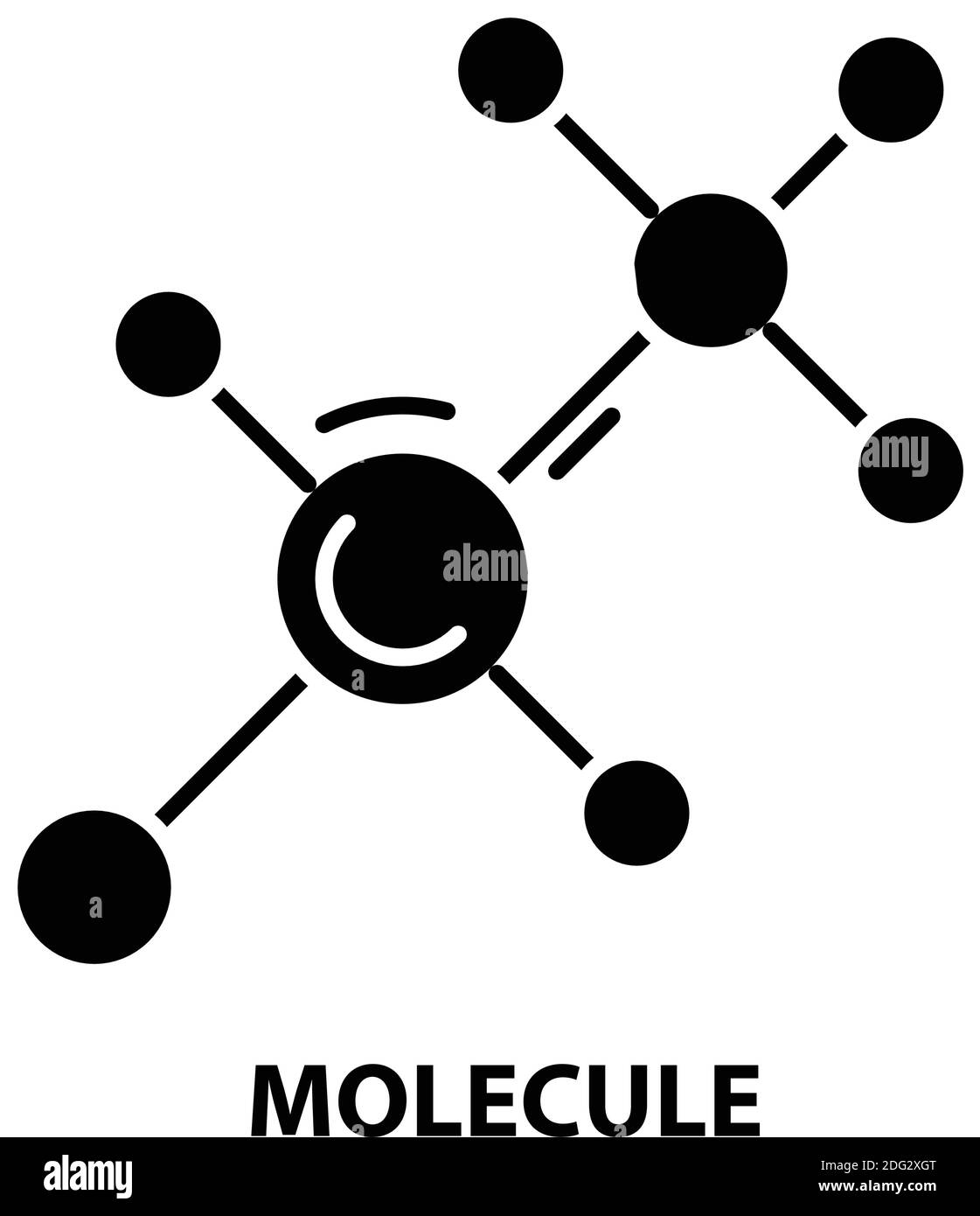 icona della molecola, segno vettoriale nero con tratti modificabili, illustrazione del concetto Illustrazione Vettoriale
