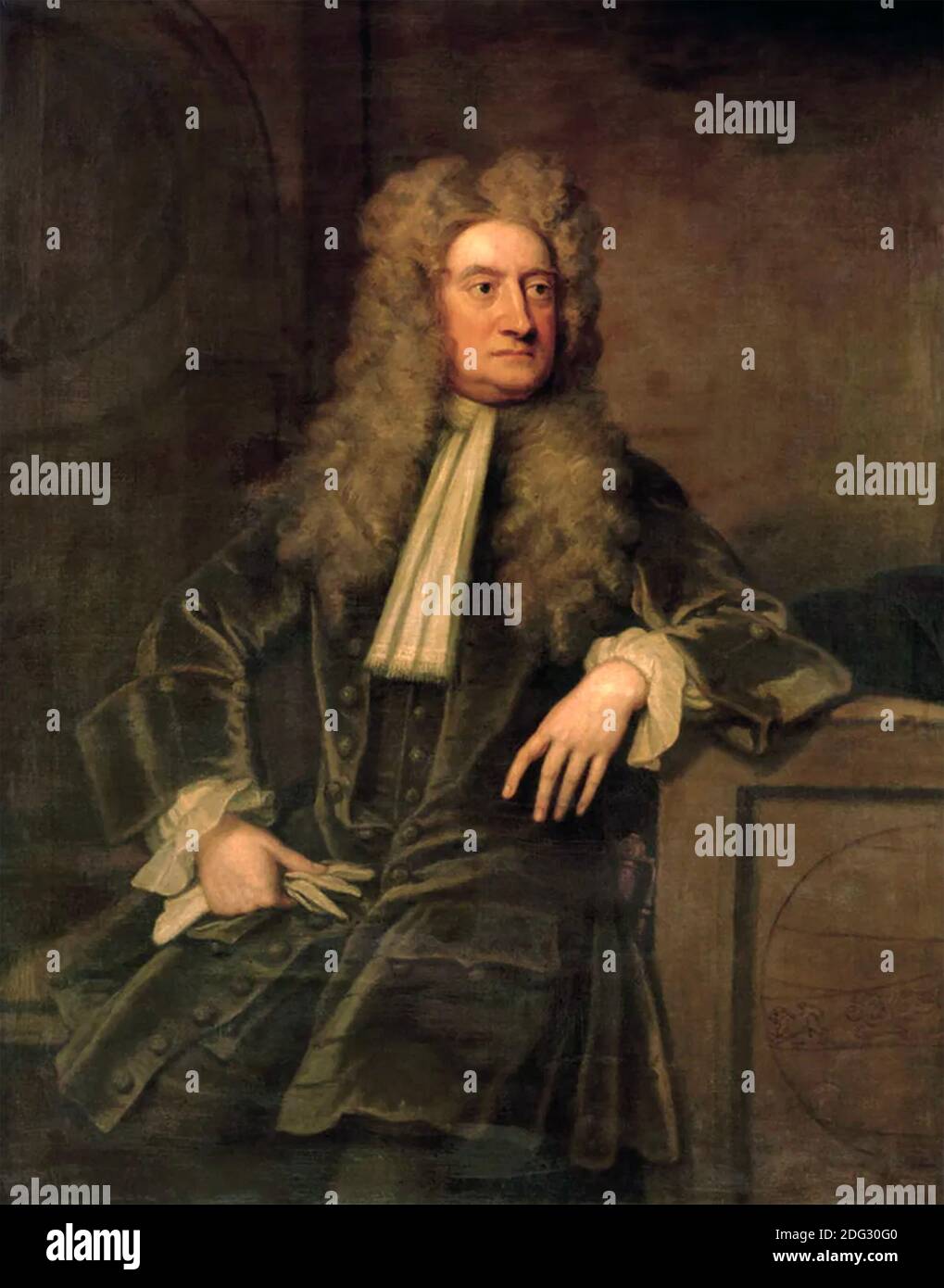 ISAAC NEWTON (1642-1727) matematico inglese, fisico, astronomo, teologo. Artista sconosciuto. Foto Stock