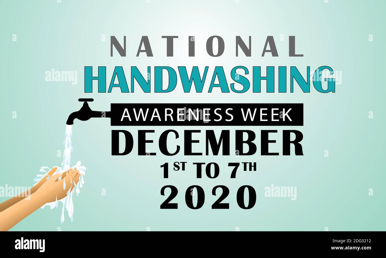 Settimana nazionale di sensibilizzazione per il lavaggio delle mani Dicembre 2020 Illustrazione Vettoriale