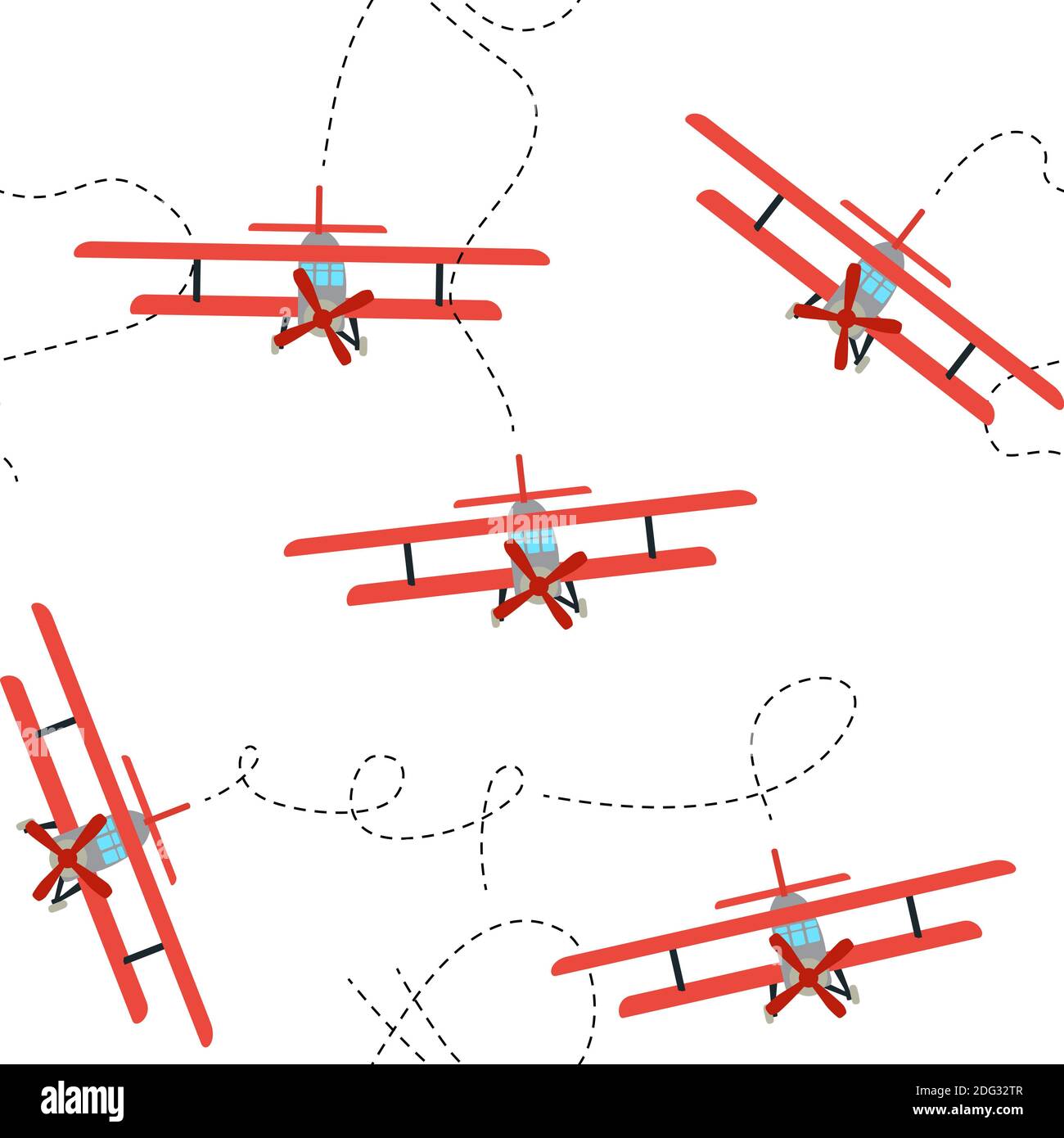 Modello a colori di un vecchio aereo che vola nel cielo. Schema senza giunture. Illustrazione. Foto Stock
