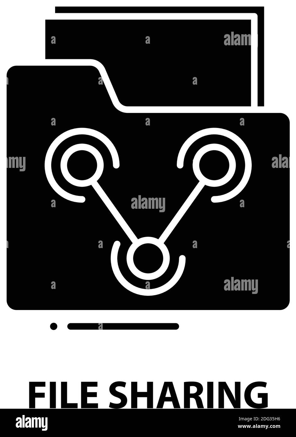 icona del segno di condivisione file, segno vettoriale nero con tratti modificabili, illustrazione del concetto Illustrazione Vettoriale