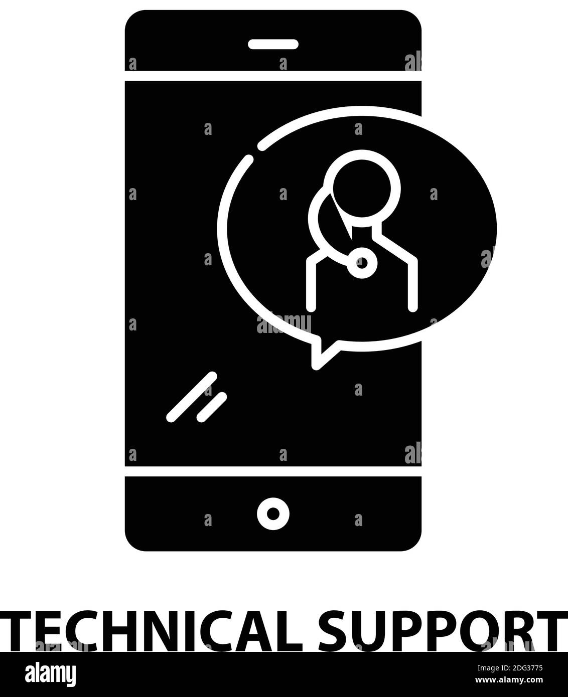 icona del supporto tecnico, segno vettoriale nero con tratti modificabili, illustrazione del concetto Illustrazione Vettoriale