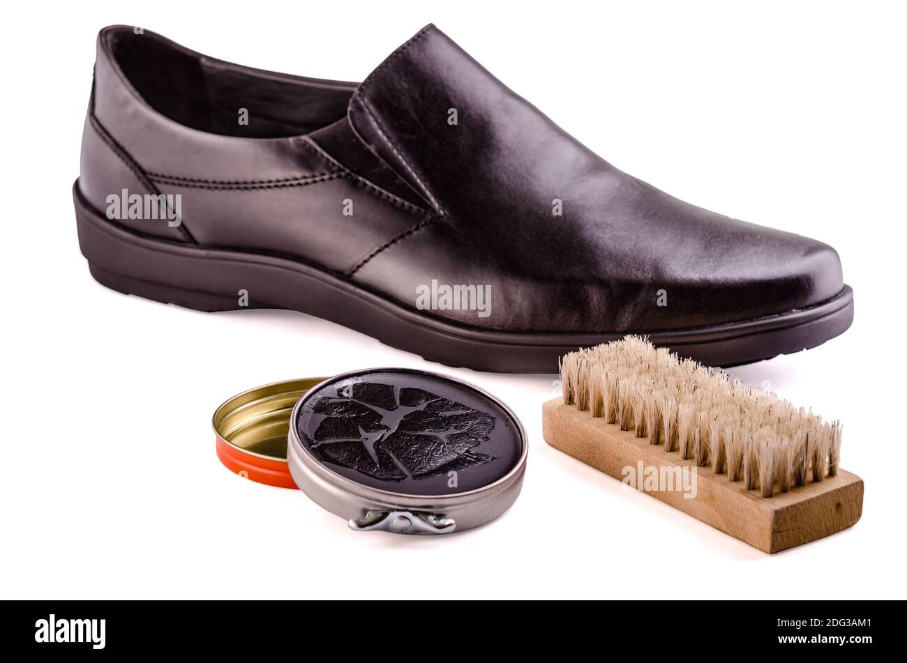 Scarpe e crema per scarpe Foto Stock