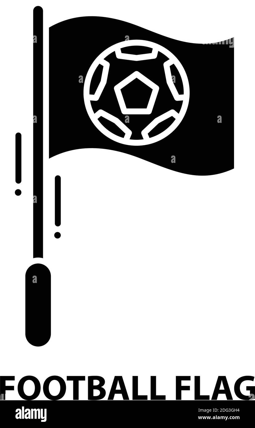 icona della bandiera del calcio, segno vettoriale nero con tratti modificabili, illustrazione del concetto Illustrazione Vettoriale