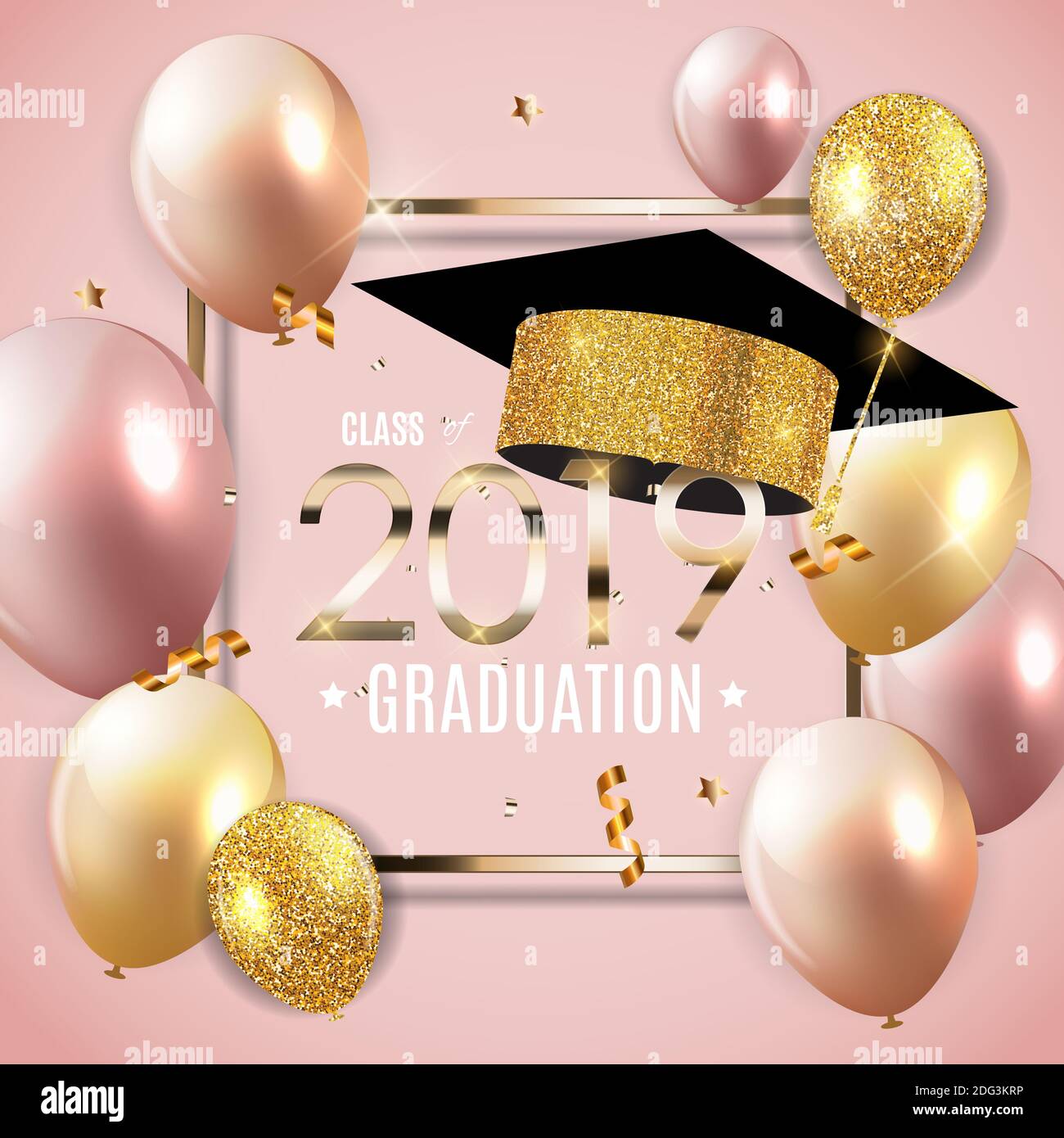 Congratulazioni per la lezione di laurea 2019 - Illustrazione di base della classe Foto Stock