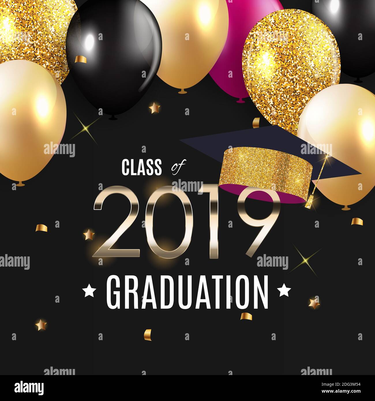 Congratulazioni per la lezione di laurea 2019 - Illustrazione di base della classe Foto Stock