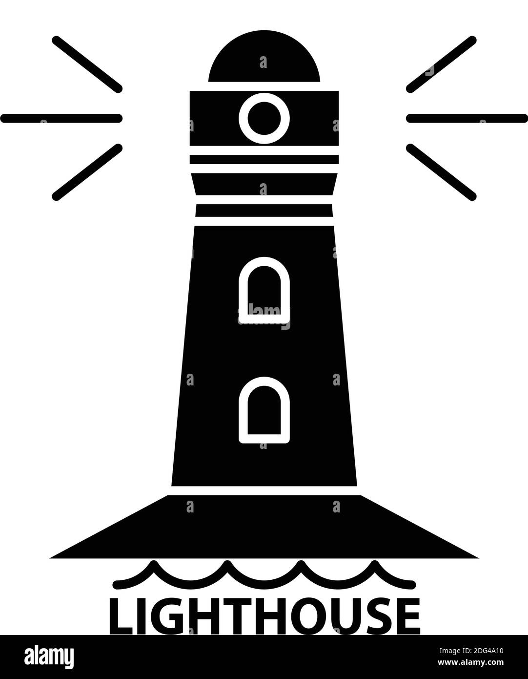 icona del simbolo del faro, segno vettoriale nero con tratti modificabili, illustrazione del concetto Illustrazione Vettoriale