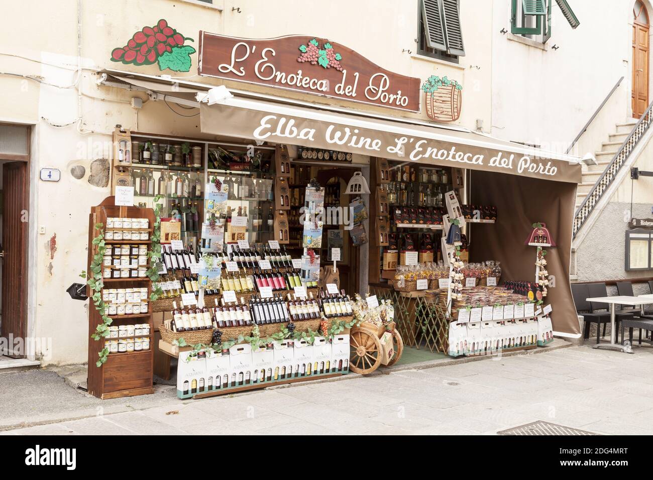 Wineshop a Marina di campo, Elba, Toscana, Italia Foto Stock