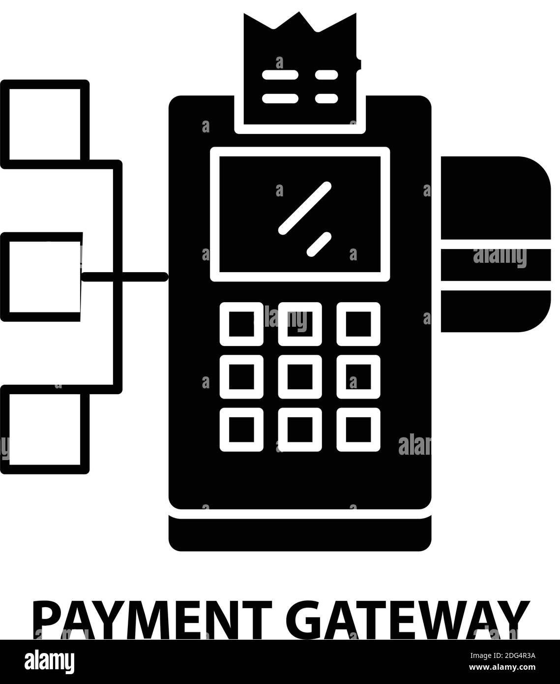 icona del gateway di pagamento, segno vettoriale nero con tratti modificabili, illustrazione del concetto Illustrazione Vettoriale