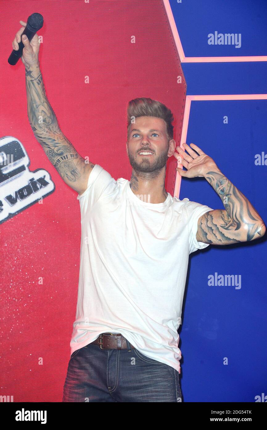 La statuetta de cire de Matt Pokora lors de l'inauguration du decor de l'emission The Voice au Musee Grevin a Paris, France le 07 Fevrier 2017. Foto di Aurore Marechal/ABACAPRESS.COM Foto Stock