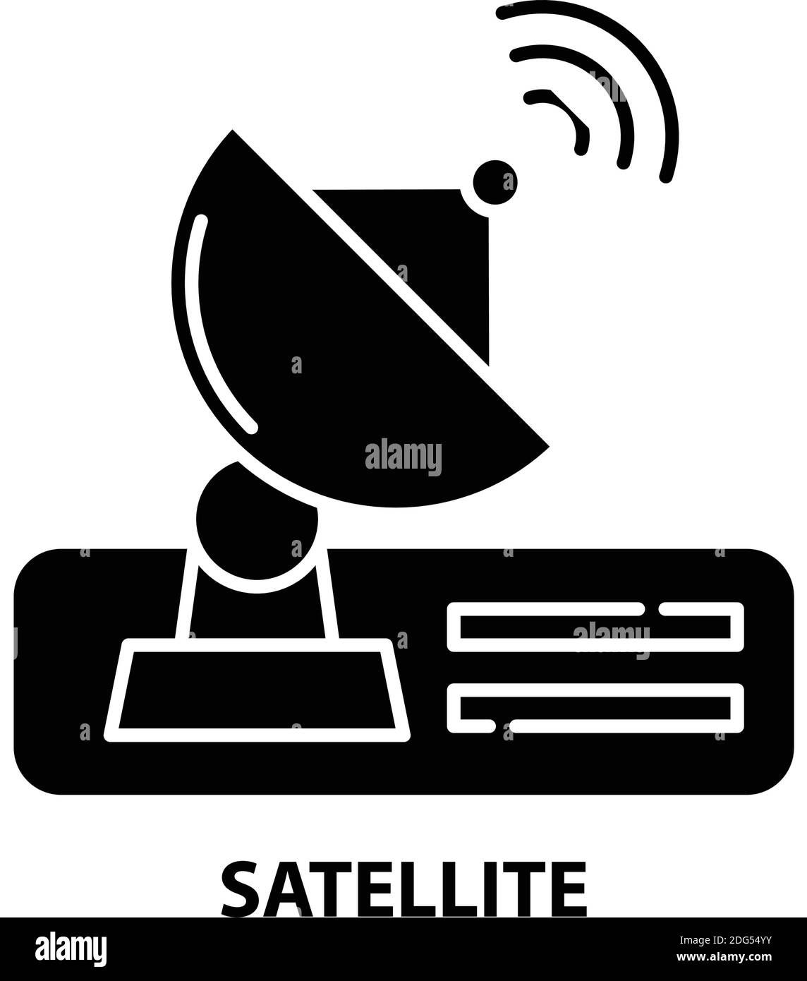 icona satellitare, segno vettoriale nero con tratti modificabili, illustrazione del concetto Illustrazione Vettoriale