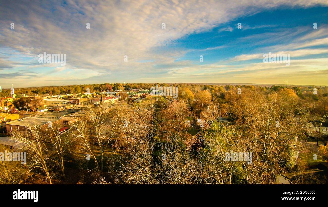 Vista aerea sulla città rosa bianca york soth carolina Foto Stock