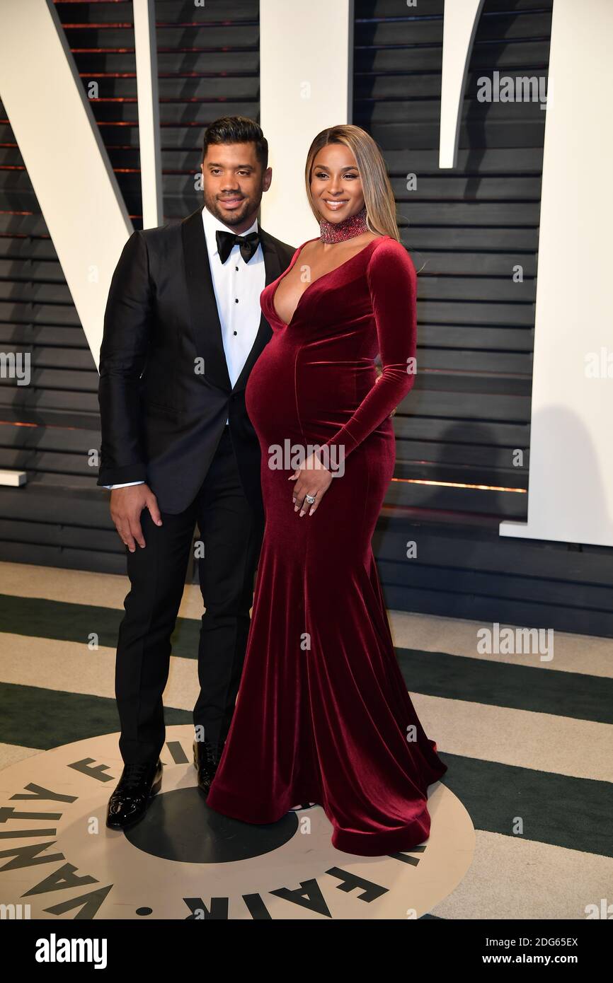 Russell Wilson e Ciara arrivano al Vanity Fair Oscar Party a Beverly Hills, Los Angeles, CA, USA, 26 febbraio 2017. Foto di David Niviere/ABACAPRESS.COM Foto Stock