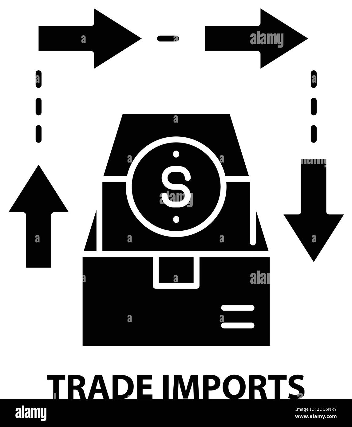 icona trade imports, segno vettoriale nero con tratti modificabili, illustrazione del concetto Illustrazione Vettoriale