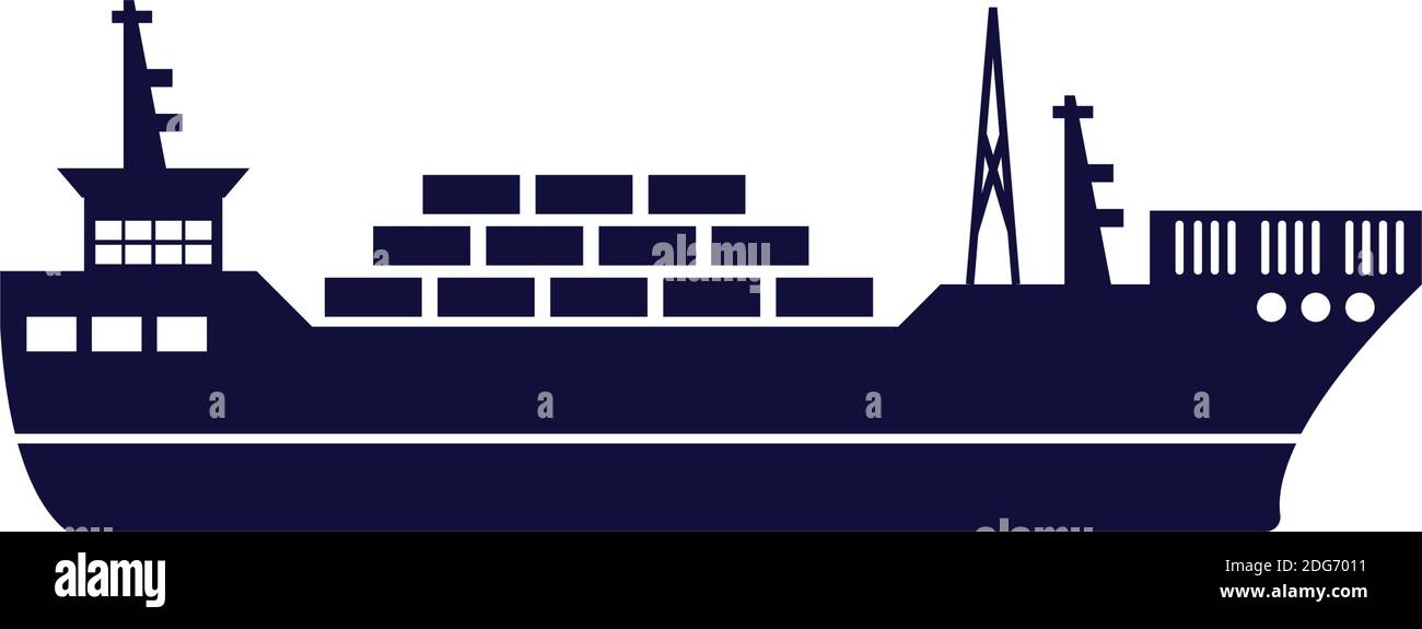 Icona di disegno nave carico modello vettore illustrazione isolata Illustrazione Vettoriale