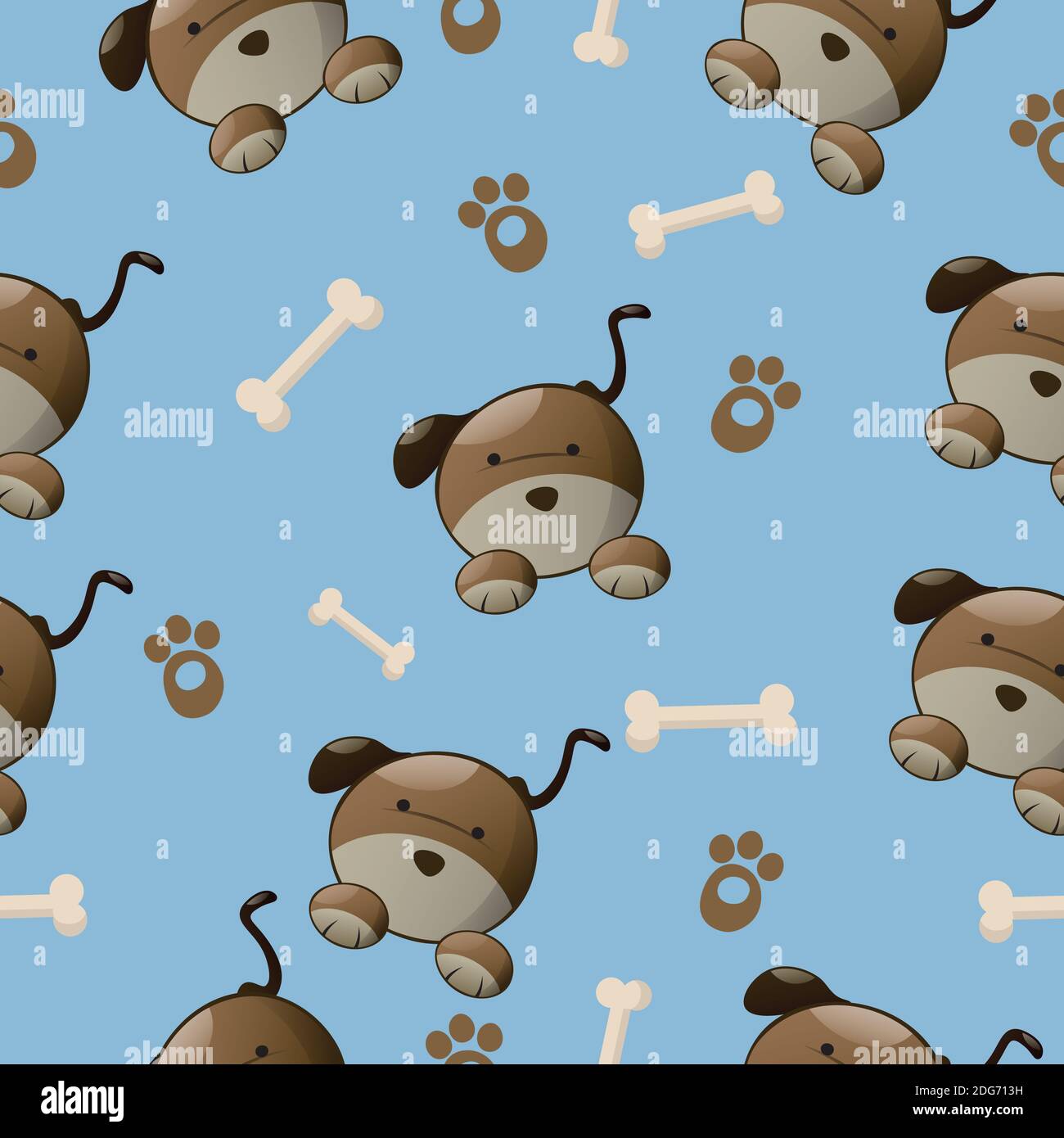 Seamless colorato modello di cane con zampa e osso. Foto Stock