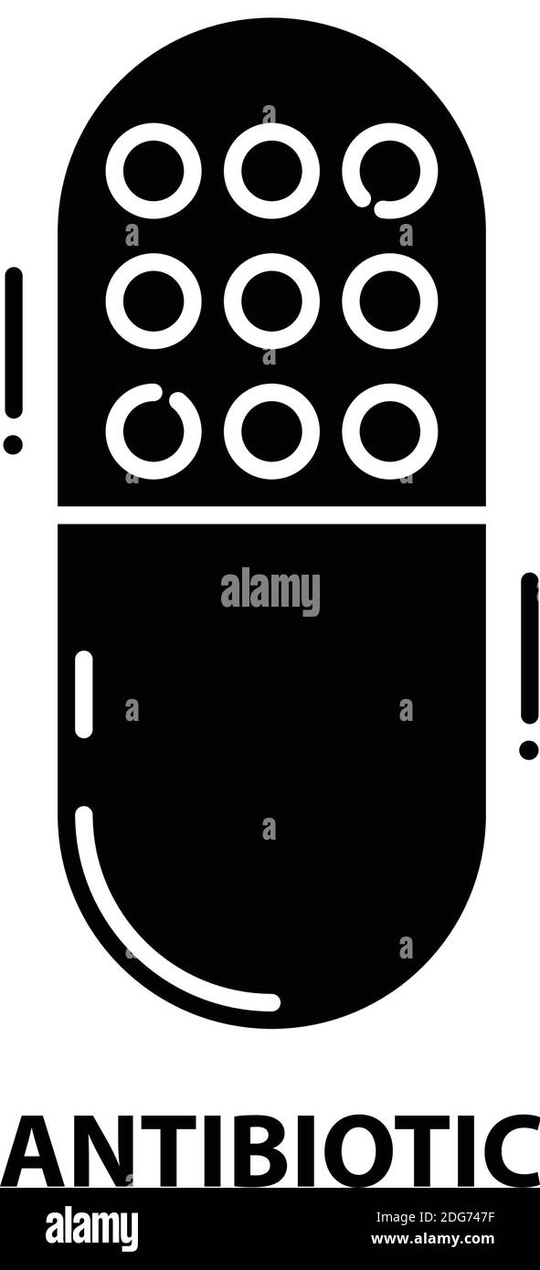 icona antibiotica, segno vettoriale nero con tratti modificabili, illustrazione del concetto Illustrazione Vettoriale