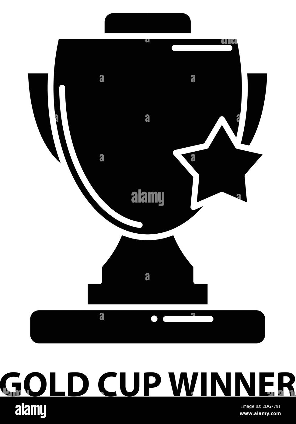 icona vincitrice coppa d'oro, segno vettoriale nero con tratti modificabili, illustrazione concettuale Illustrazione Vettoriale