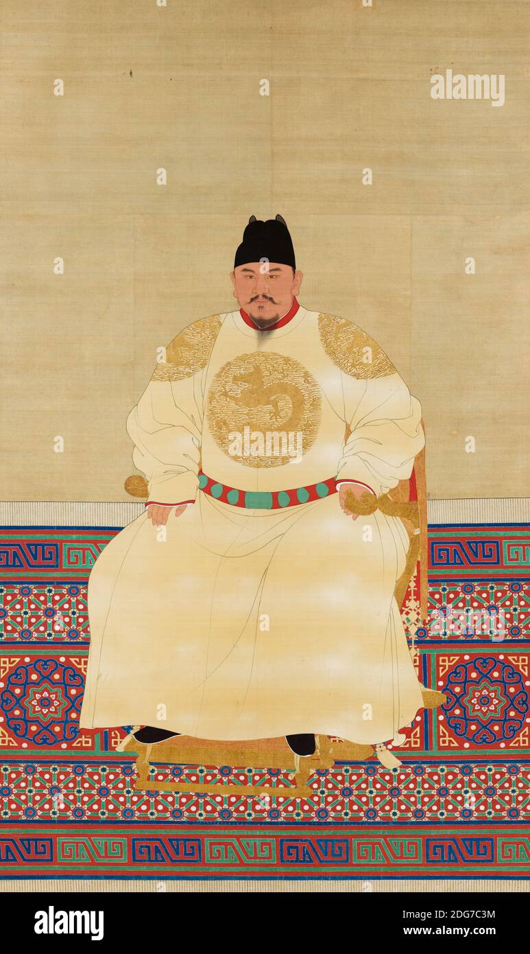 Un ritratto seduto dell'Imperatore Ming Taizu - Ming Cinese Dinastia Foto Stock