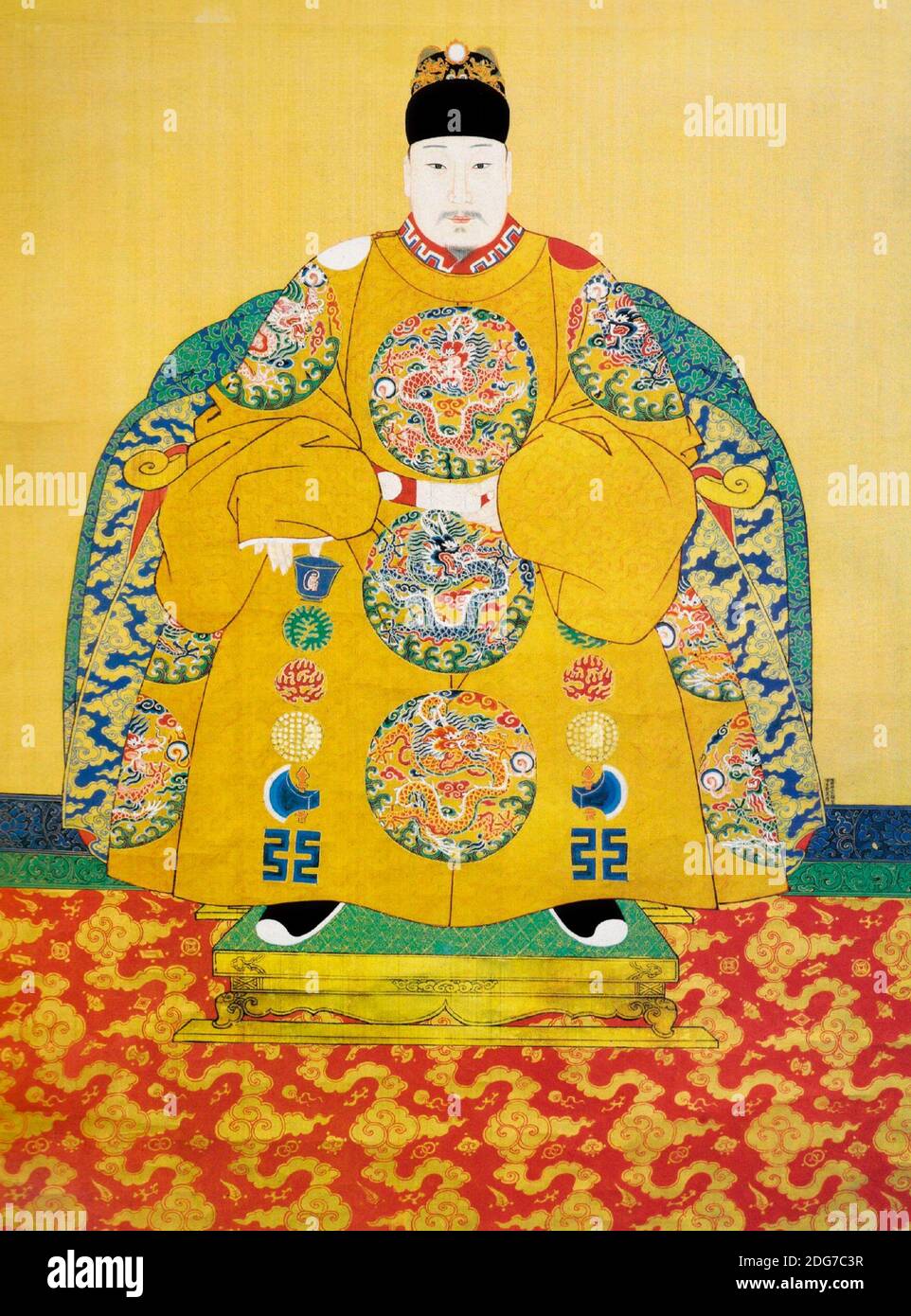 Ritratto seduto dell'Imperatore Ming Shenzhen - Dinastia Ming, Cina Foto Stock
