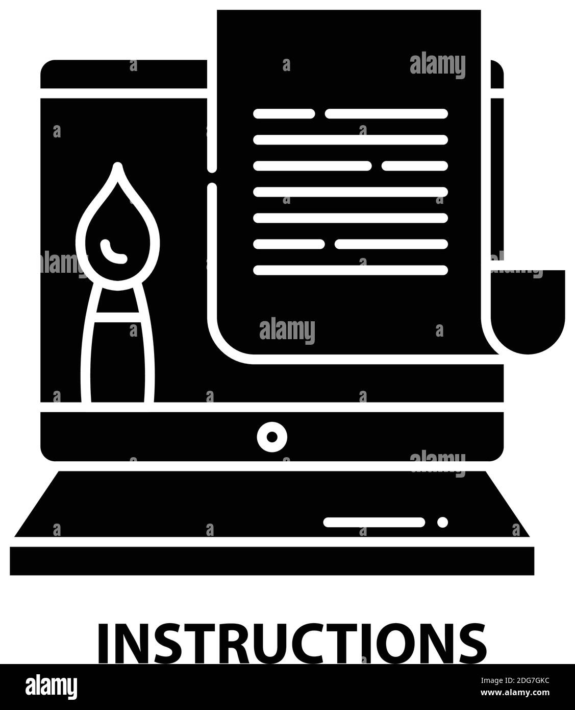 icona istruzioni, segno vettoriale nero con tratti modificabili, illustrazione del concetto Illustrazione Vettoriale