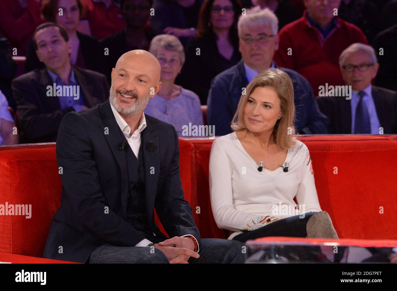 Franck Leboeuf e Christine Lemler al programma televisivo Vivement Dimanche il 14 marzo 2017 a Parigi, Francia. Foto di Max Colin/ABACAPRESS.COM Foto Stock