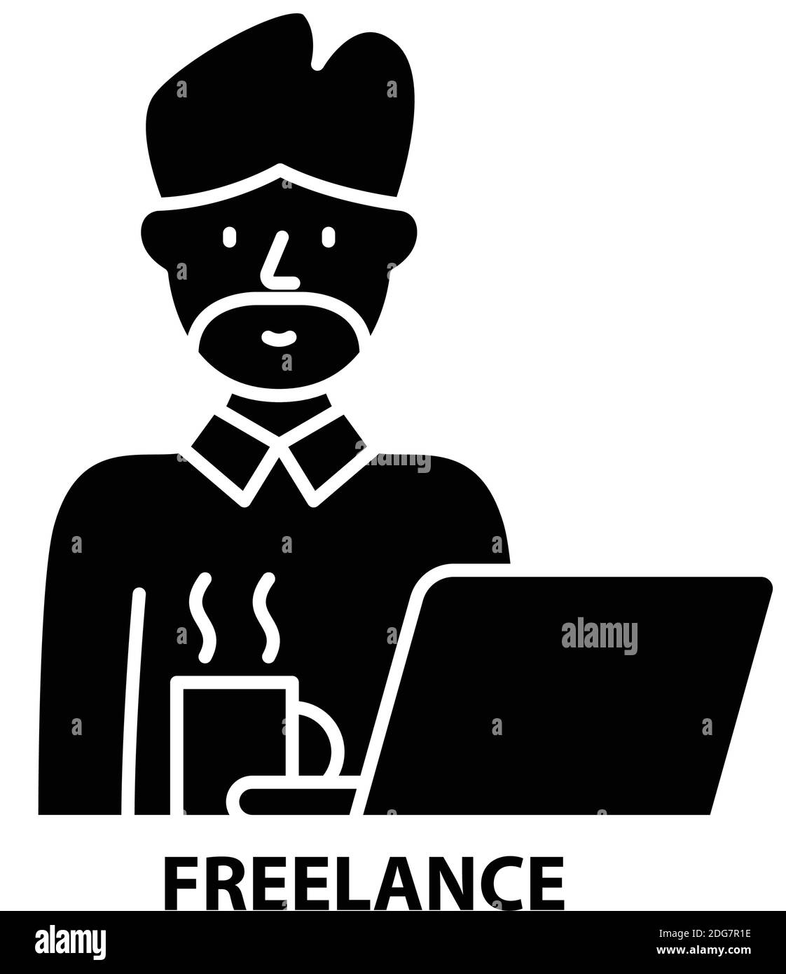 icona freelance, segno vettoriale nero con tratti modificabili, illustrazione del concetto Illustrazione Vettoriale