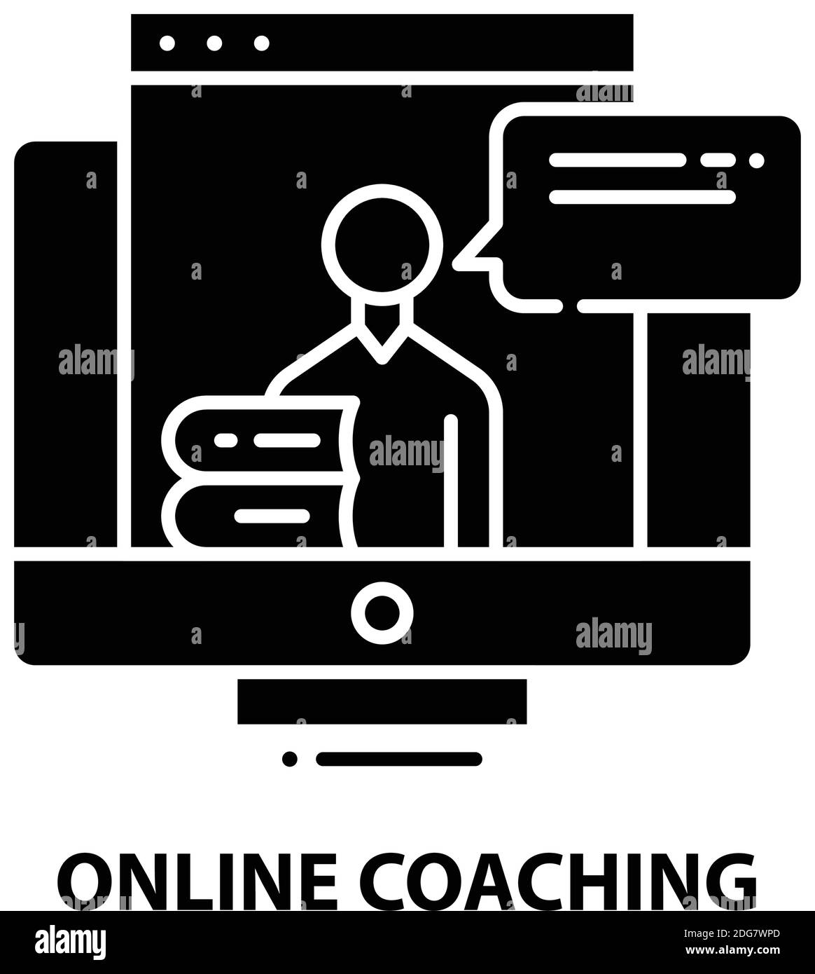 icona di coaching online, segno vettoriale nero con tratti modificabili, illustrazione del concetto Illustrazione Vettoriale