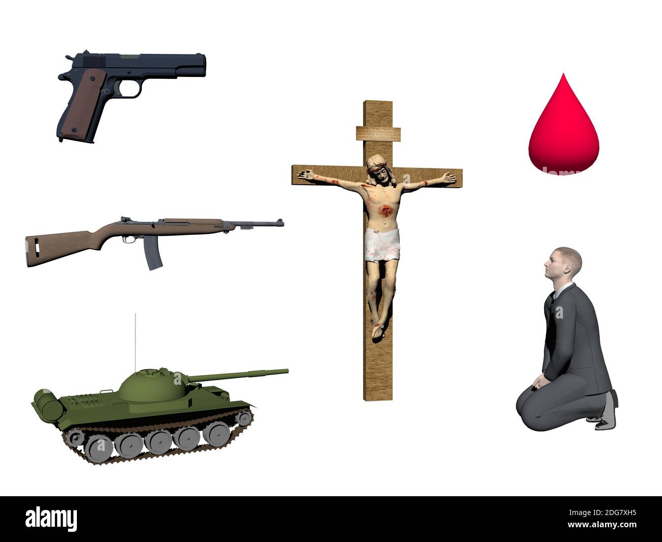 Simbolo di guerra e religione - rendering 3d Foto Stock