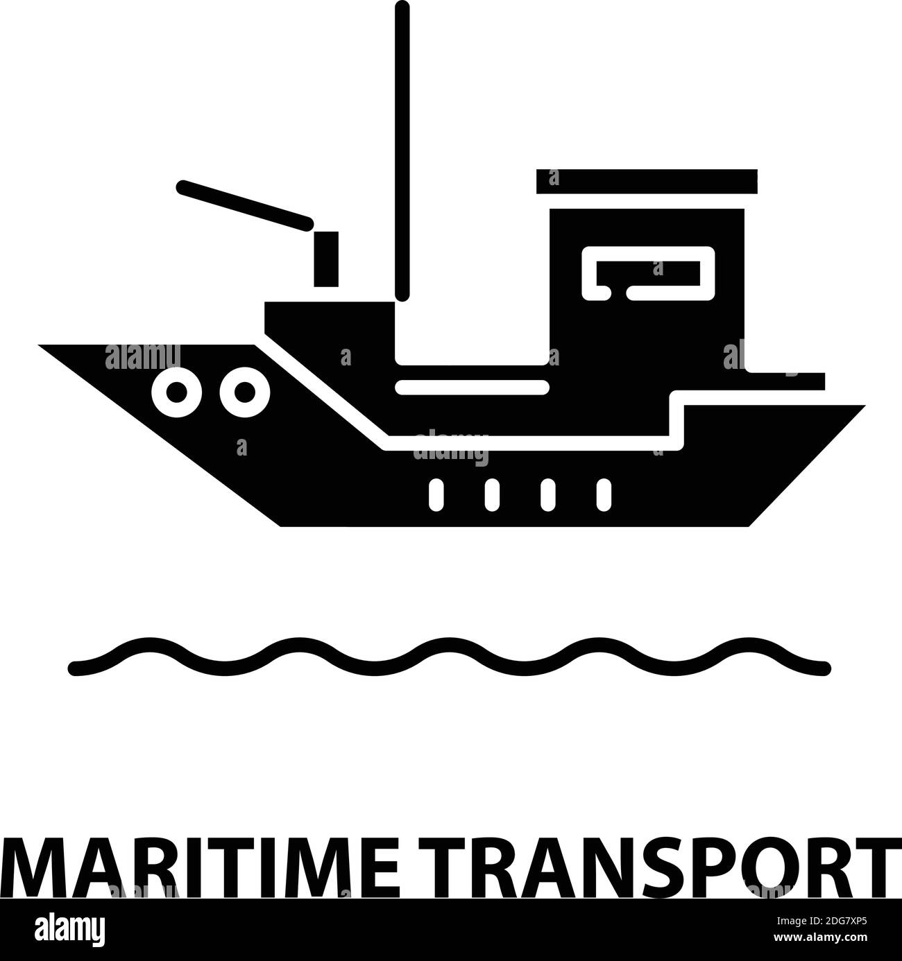 icona trasporto marittimo, segno vettoriale nero con tratti modificabili, illustrazione del concetto Illustrazione Vettoriale