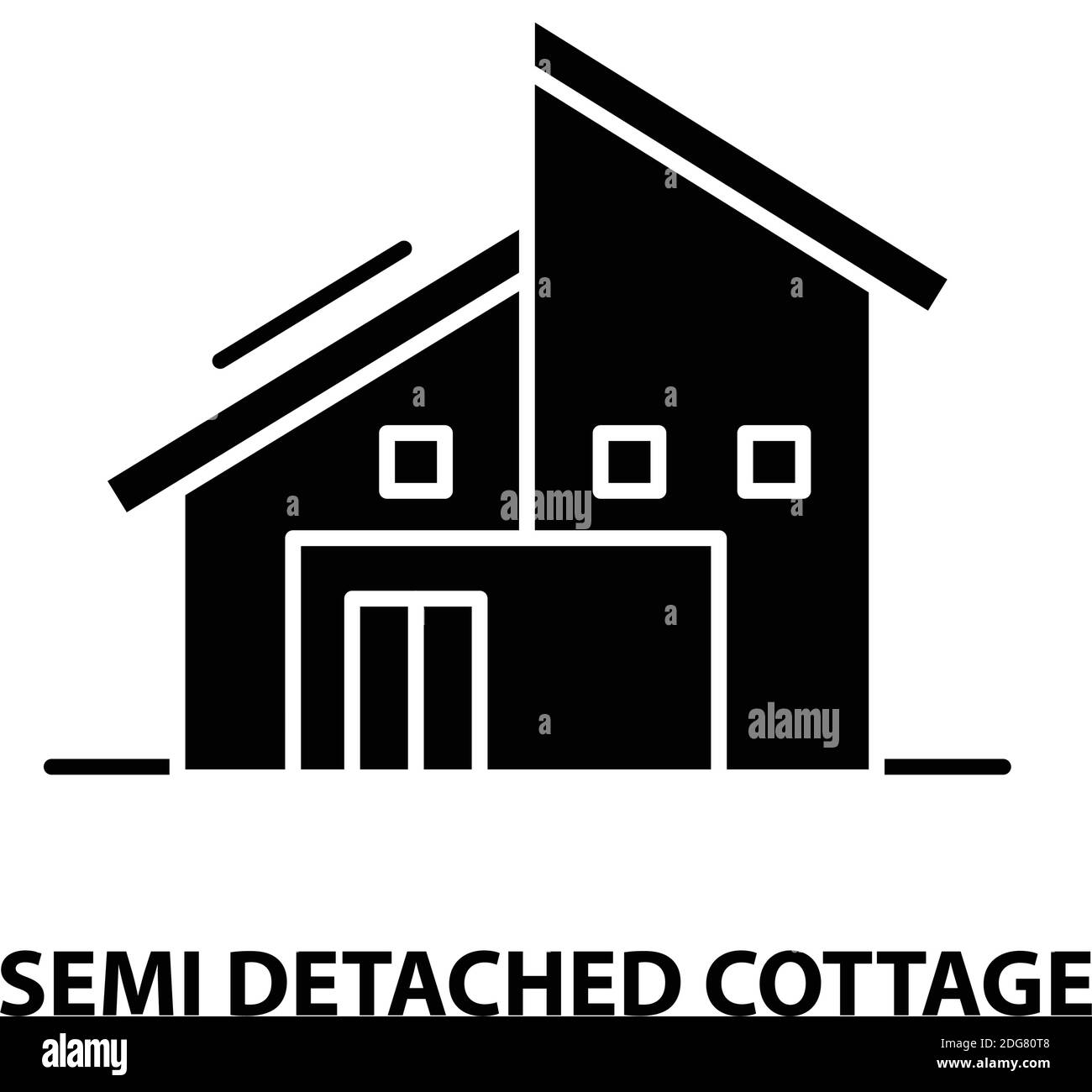 icona cottage semi distaccata, segno vettoriale nero con tratti modificabili, illustrazione del concetto Illustrazione Vettoriale