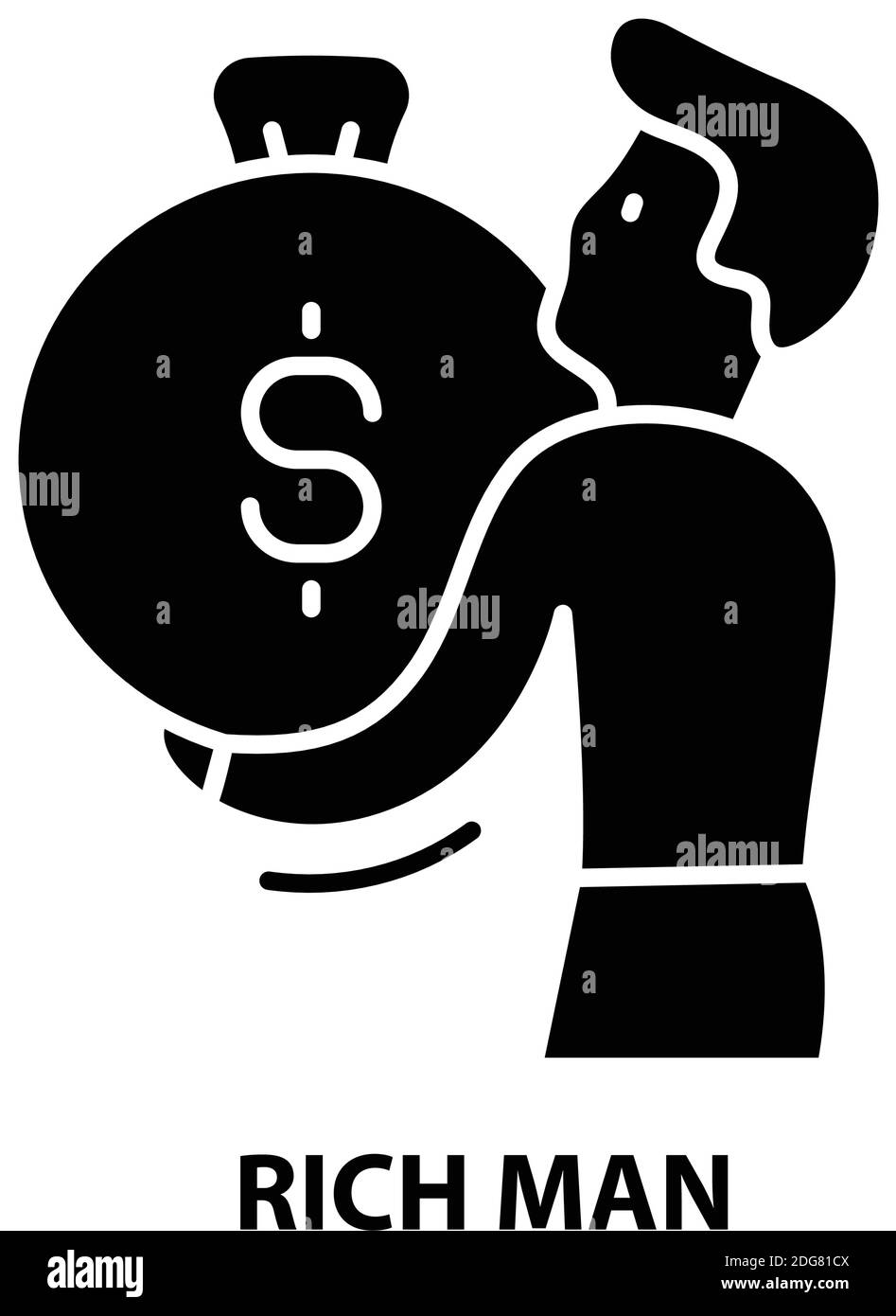 icona uomo ricco, segno vettoriale nero con tratti modificabili, illustrazione del concetto Illustrazione Vettoriale