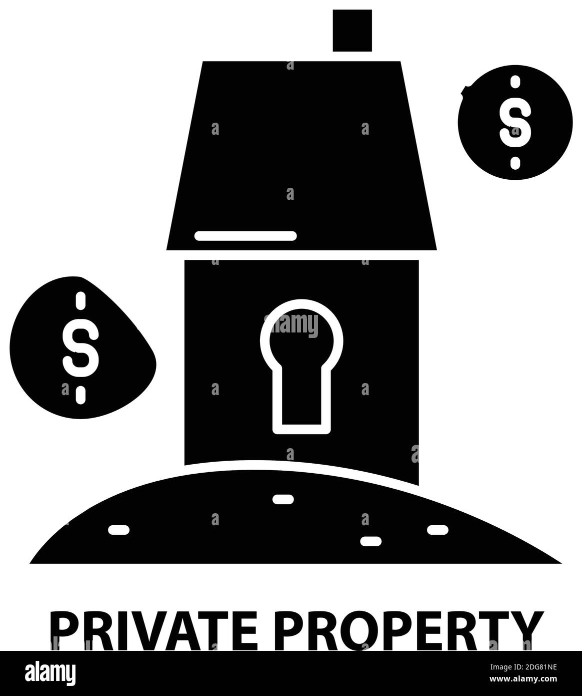 icona della proprietà privata, segno vettoriale nero con tratti modificabili, illustrazione del concetto Illustrazione Vettoriale