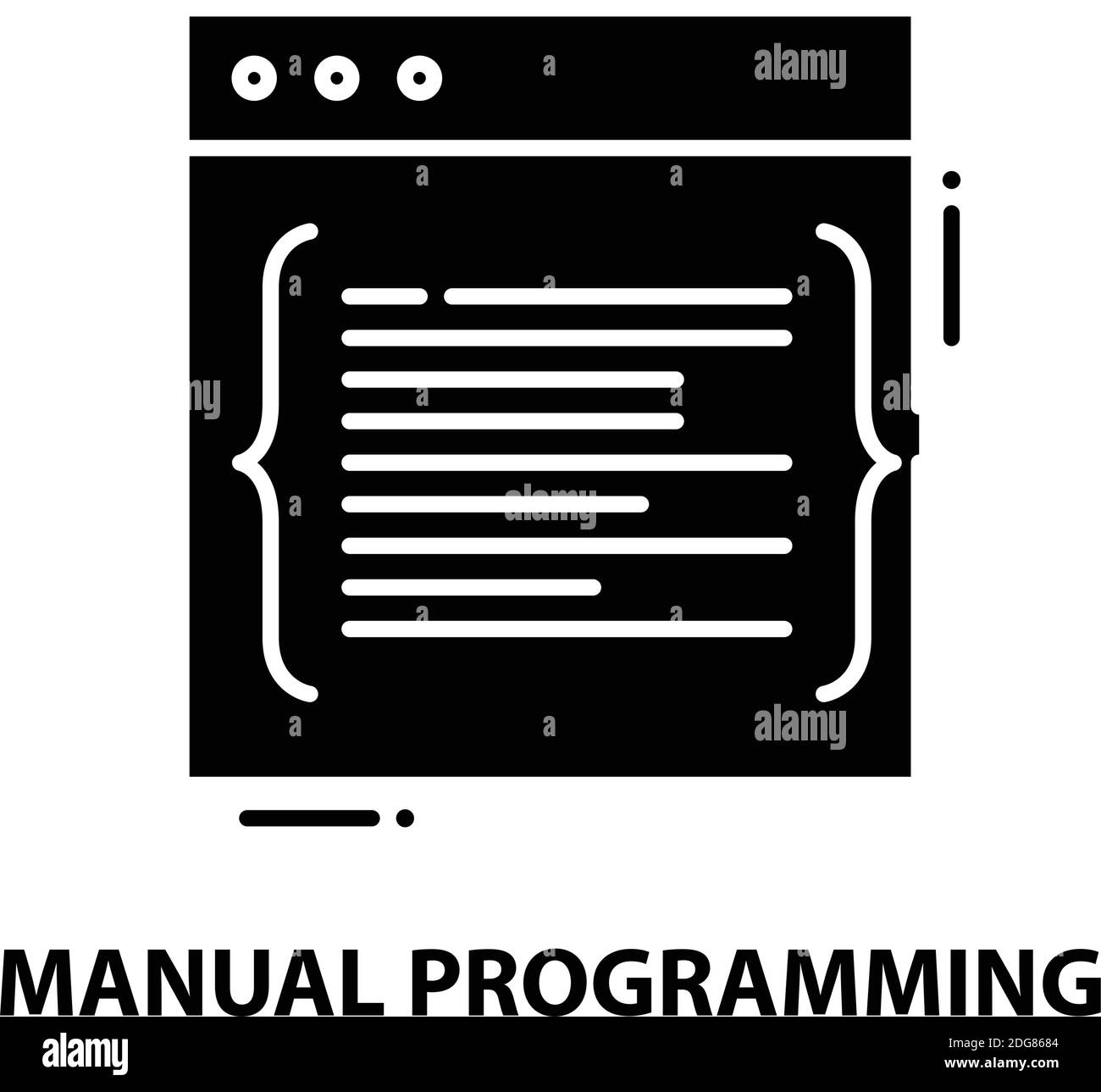 icona di programmazione manuale, segno vettoriale nero con tratti modificabili, illustrazione del concetto Illustrazione Vettoriale